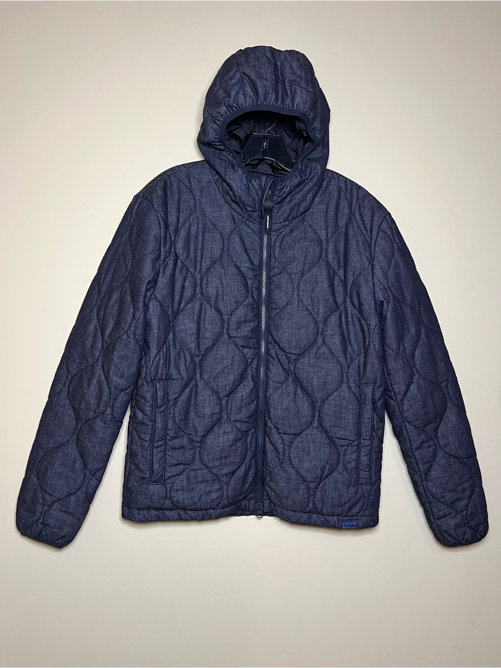 Aspesi NWT Cappuccio Quilted Hooded Denim Jacket Navy Blue Men’s Size S